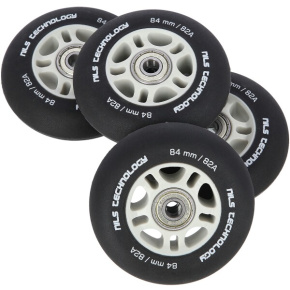 NILS Extreme PU 84x24 82A matt wheels with ABEC 9 bearings, black, 4 pcs