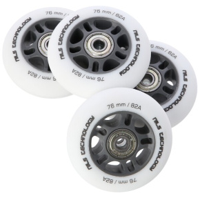 NILS Extreme PU 76x24 82A matt wheels with ABEC 9 bearings, white, 4 pcs