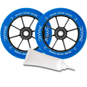 Set of 2 Divine 110 mm Spoked Wheels Blue + Divine Bearing Oil