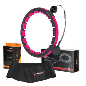 Set of massage hula hoop HMS HHM16 black with weights, magnets, and counter, and slimming belt BR163