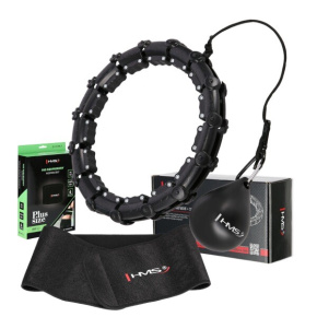 Set of black massage Hula Hoop with weights HMS HHW11 and slimming waist belt HMS BR163 PLUS SIZE