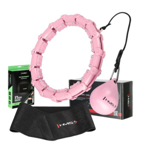 Set of pink massage Hula Hoop with HMS HHW11 weight and HMS BR163 PLUS SIZE slimming waist belt