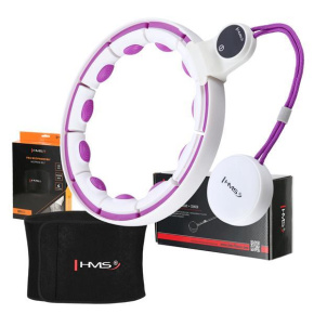 Set of weighted massage hula hoop HHM17 and slimming belt BR163 white/purple