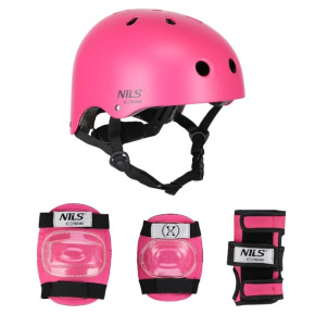 Helmet with pads NILS Extreme MR290+H230 pink