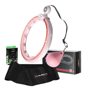 Set of massage hula hoop HMS HHM15 pink with weights, magnets and counter and slimming belt BR163 PLUS SIZE