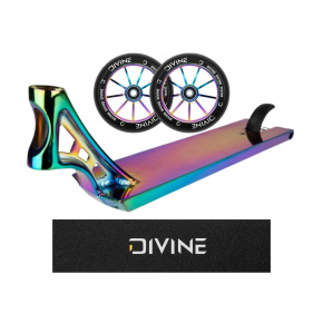 Set Deck Blazer Pro Raider 530 + 2pcs Divine 110 mm Spoked Neochrome Wheels + Divine Logo Griptape